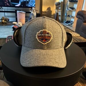 2023 NHL Heritage Edmonton Hat NWT Adult L/XL Fanatics Gray Ear Flap A-Flex Cap